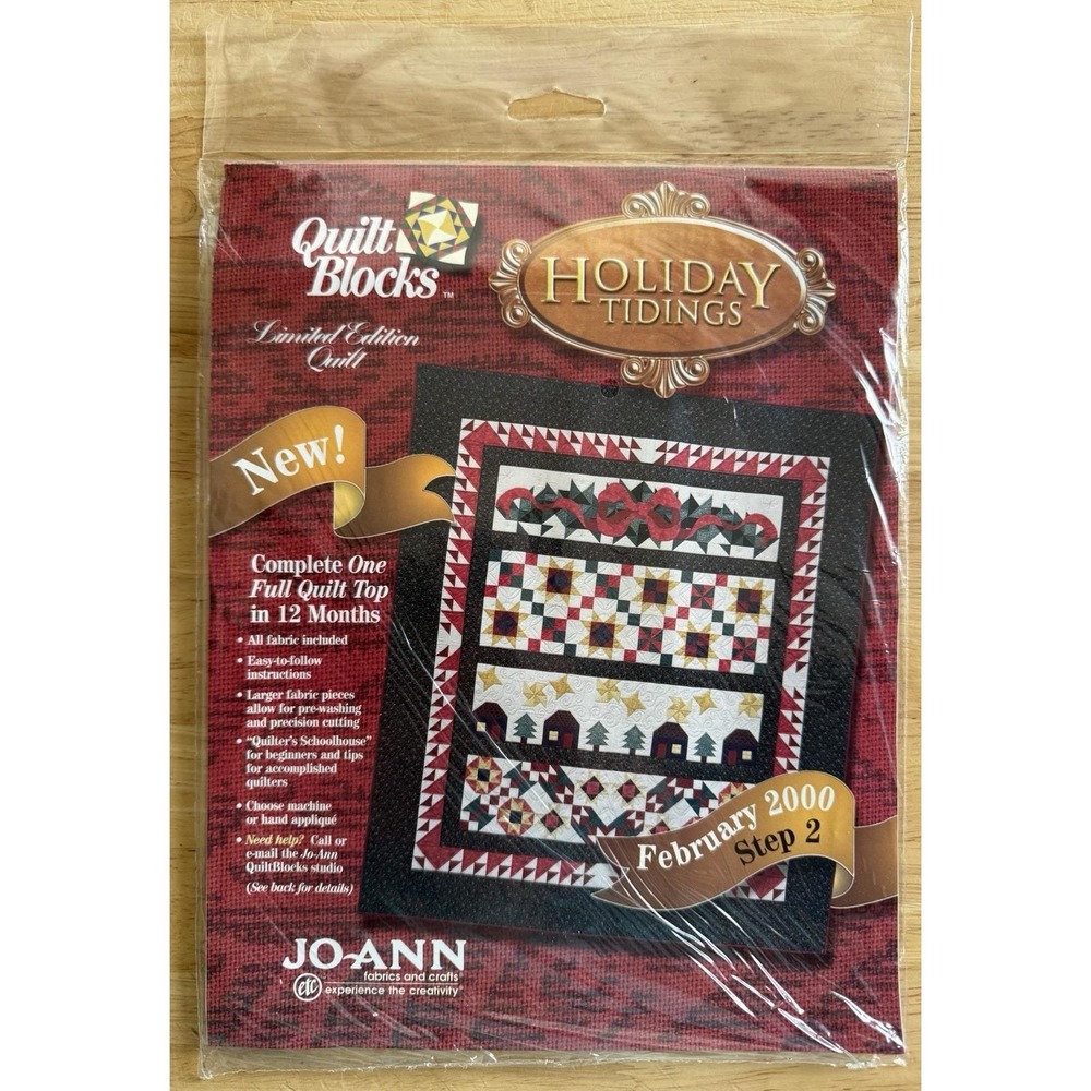 Joann FEBRUARY 2000 Limited Edition Holiday Tidings Quilt Block Of The Month NEW